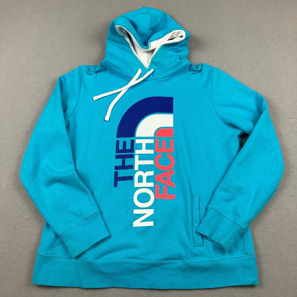 The North Face Hoodie Women Extra Large Blue Solid Henley Pullover Pockets XL *
